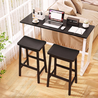 29" Set of 2 Saddle-Seat Counter Height Stools with Curved Seat and Footrests-Beige