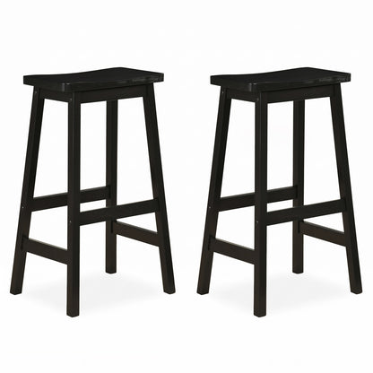 29" Set of 2 Saddle-Seat Counter Height Stools with Curved Seat and Footrests-Beige
