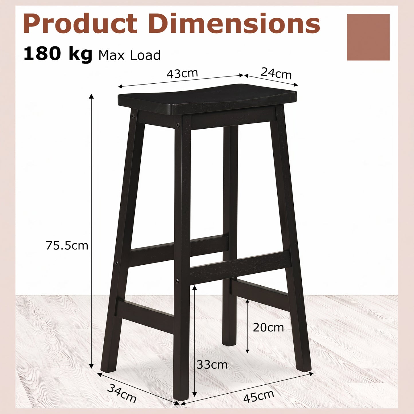 29" Set of 2 Saddle-Seat Counter Height Stools with Curved Seat and Footrests-Beige