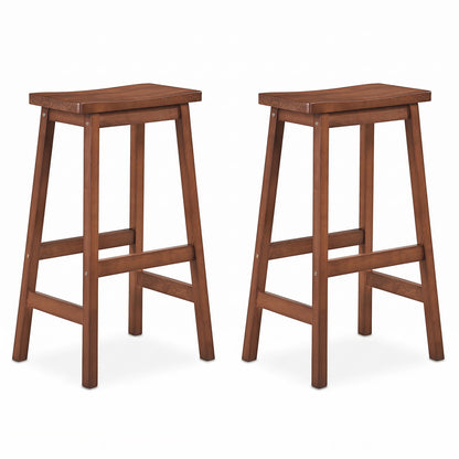 29" Set of 2 Saddle-Seat Counter Height Stools with Curved Seat and Footrests-Beige