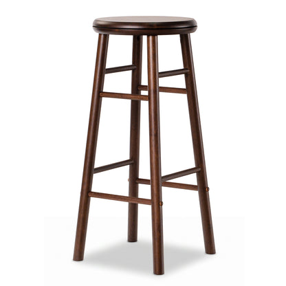 Pair of 29-inch gray swivel bar stools with footrests and crossbars, ideal for kitchen or dining area seating.