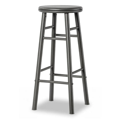 Set of 2 29-inch gray swivel bar stools with footrests and crossbars, designed for kitchen and dining areas.