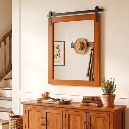 29" x 23" Rectangle Farmhouse Wall Mirror with Metal Bracket for Bathroom-Black