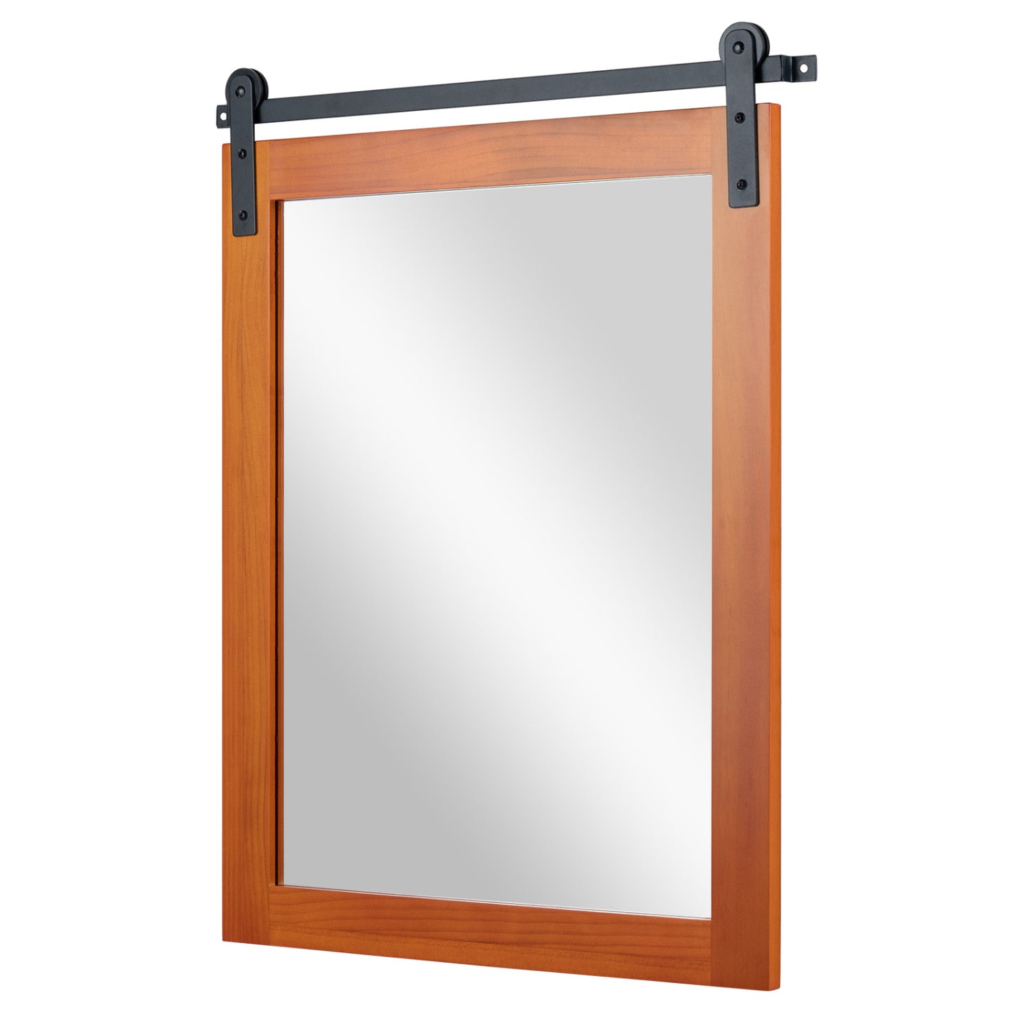 29" x 23" Rectangle Farmhouse Wall Mirror with Metal Bracket for Bathroom-Black