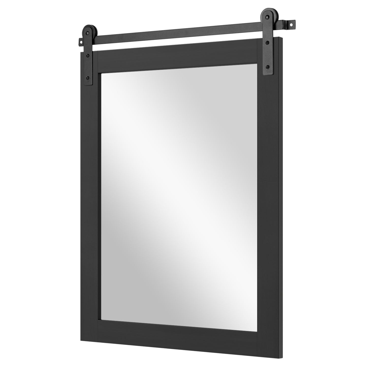 29" x 23" Rectangle Farmhouse Wall Mirror with Metal Bracket for Bathroom-Black
