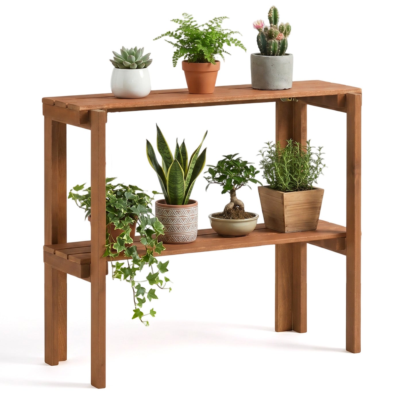 Wooden 2/3-tier folding storage shelves for entryway and garden, ideal as outdoor plant stands, by Direct by Wilsons Home Store