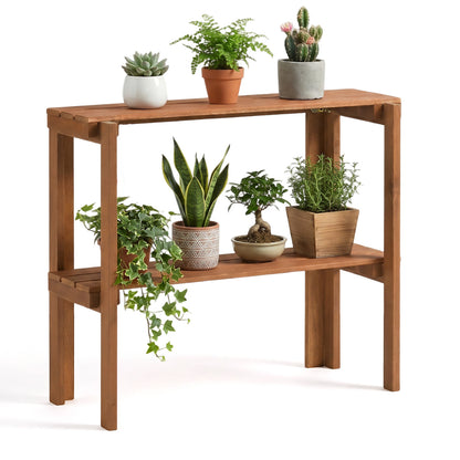 Wooden 2/3-tier folding storage shelves for entryway and garden, ideal as outdoor plant stands, by Direct by Wilsons Home Store
