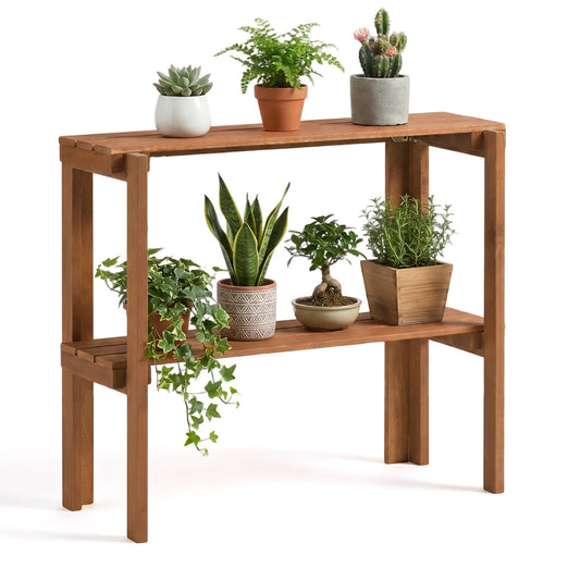 Wooden 2/3-tier folding storage shelves for entryway and garden, ideal as outdoor plant stands, by Direct by Wilsons Home Store