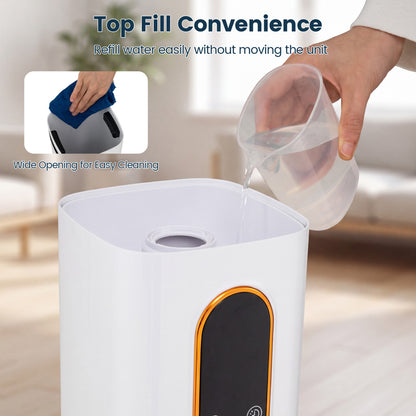 2.4 Gal Cool Mist Humidifier with 3 Mist Levels Remote Control and Essential Oil Diffuser for Plants-White