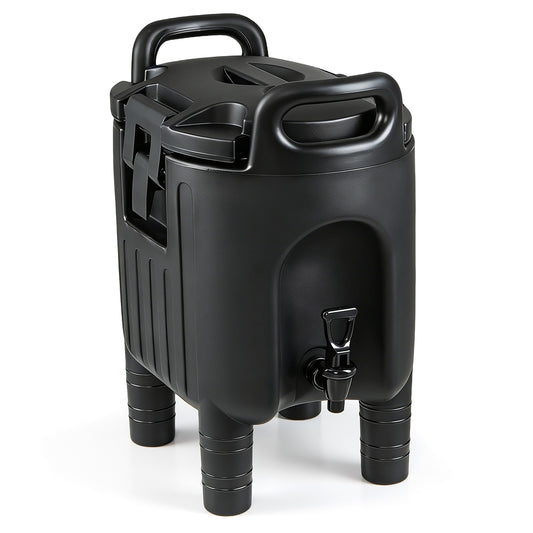 2.6 Gal Insulated Beverage Dispenser with Handles and Two-Stage Faucet-Black