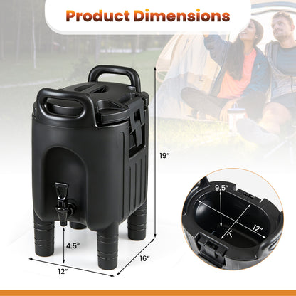 2.6 Gal Insulated Beverage Dispensers Set of 4 with Handles-Black
