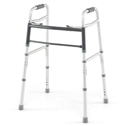 2-Button Folding Walker Lightweight with 7-Level Adjustable Height