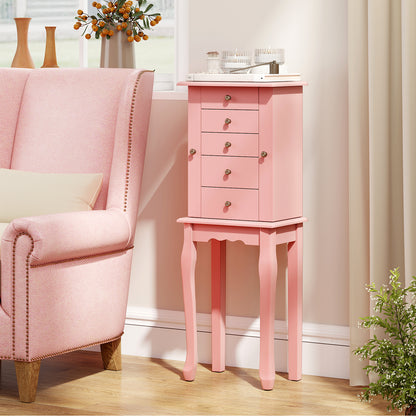 2 Colors Armoire Storage Standing Jewelry Cabinet with Mirror-Pink