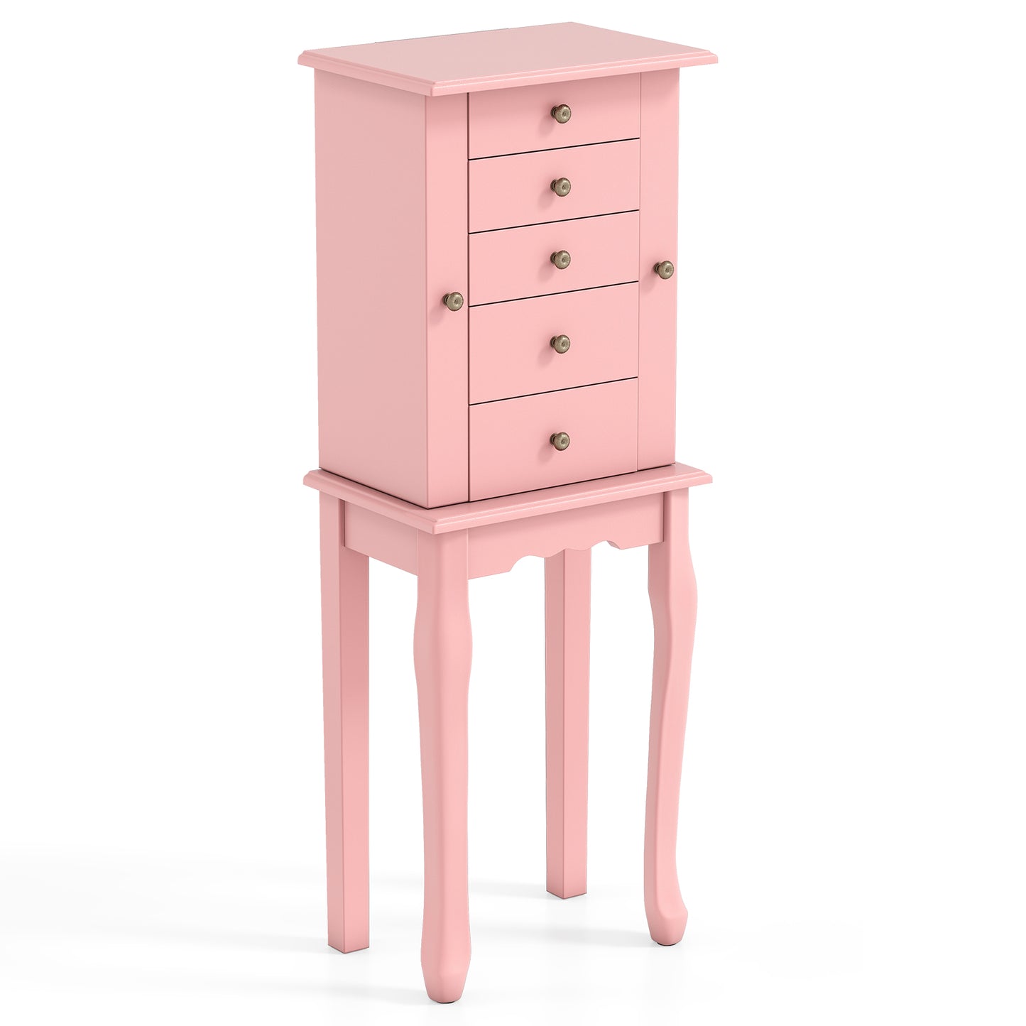 2 Colors Armoire Storage Standing Jewelry Cabinet with Mirror-Pink