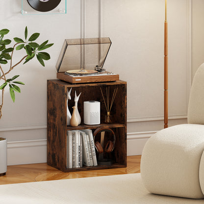 2-Cube Bookcase Floor Standing Open Bookshelf with 5-Position Adjustable Shelf-Black