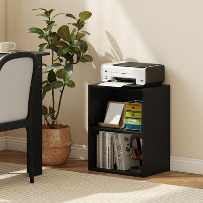 2-Cube Bookcase Floor Standing Open Bookshelf with 5-Position Adjustable Shelf-Black