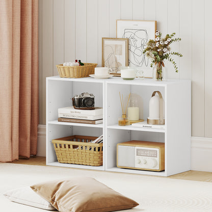 2-Cube Bookcase Set of 2 Floor Standing Open Bookshelf w/ 5-Position Adjustable Shelf-Black