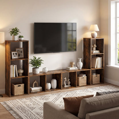 2 Cube Bookshelf with Back Guardrail for Living Room Bedroom-Black