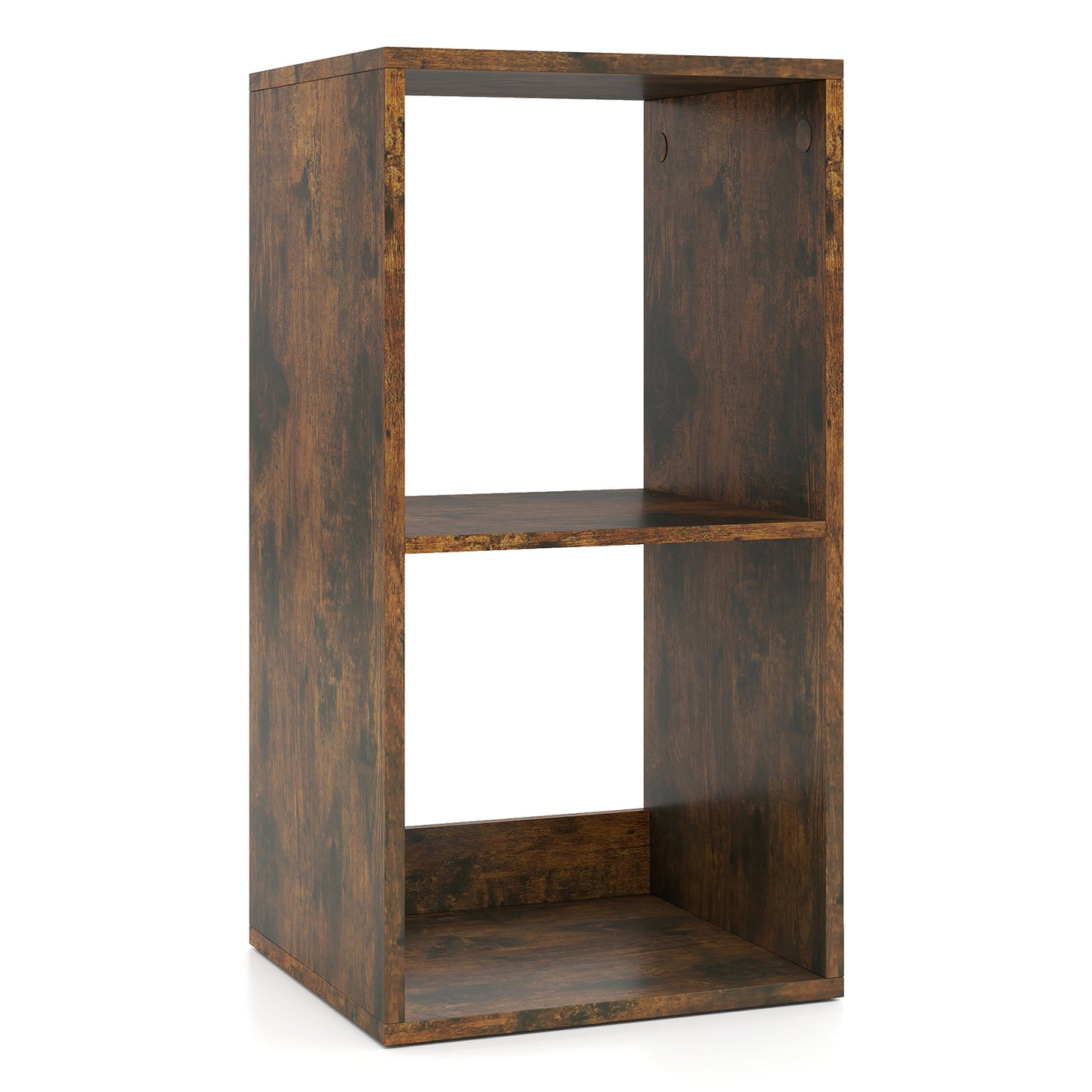 2 Cube Bookshelf with Back Guardrail for Living Room Bedroom-Black