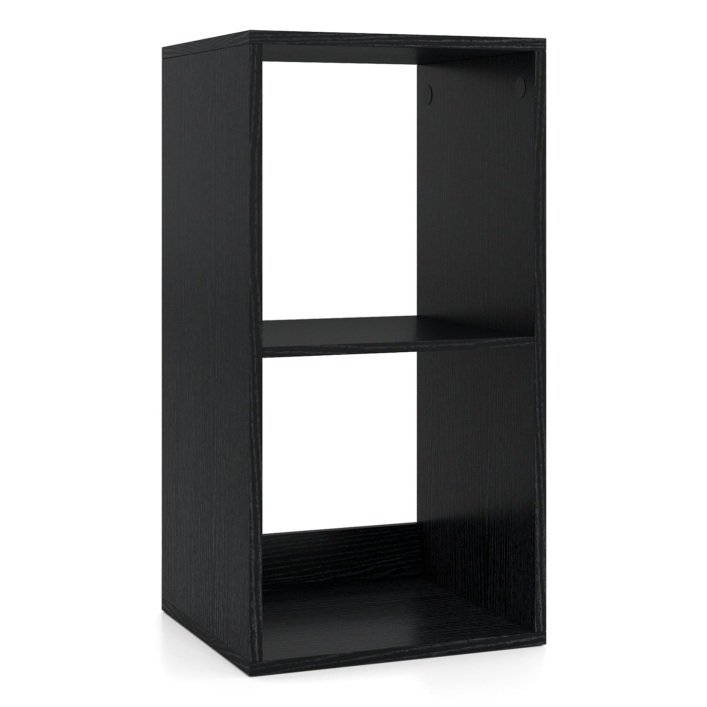 2 Cube Bookshelf with Back Guardrail for Living Room Bedroom-Black