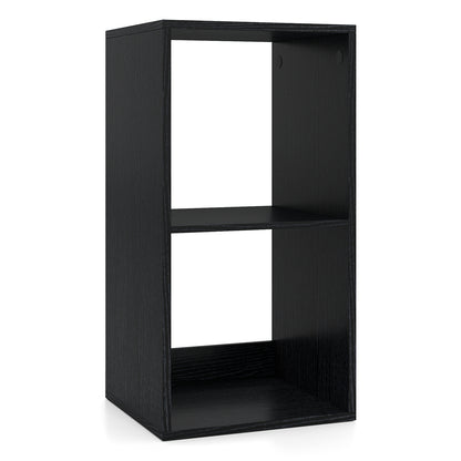 2 Cube Bookshelf with Back Guardrail for Living Room Bedroom-Black