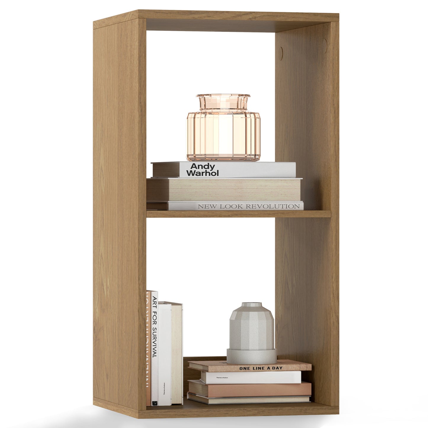 2 Cube Bookshelf with Back Guardrail for Living Room Bedroom-Black