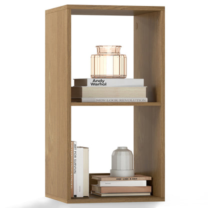 2 Cube Bookshelf with Back Guardrail for Living Room Bedroom-Black