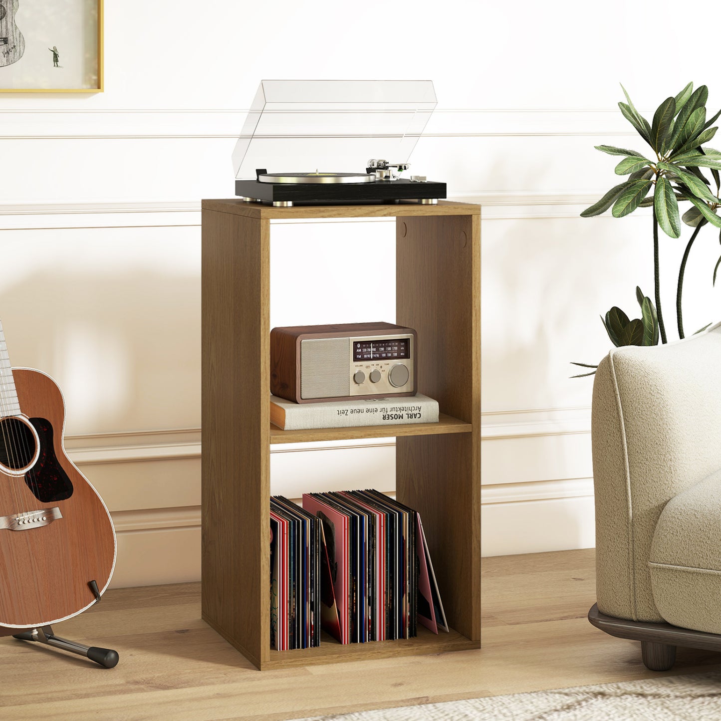 2 Cube Bookshelf with Back Guardrail for Living Room Bedroom-Black