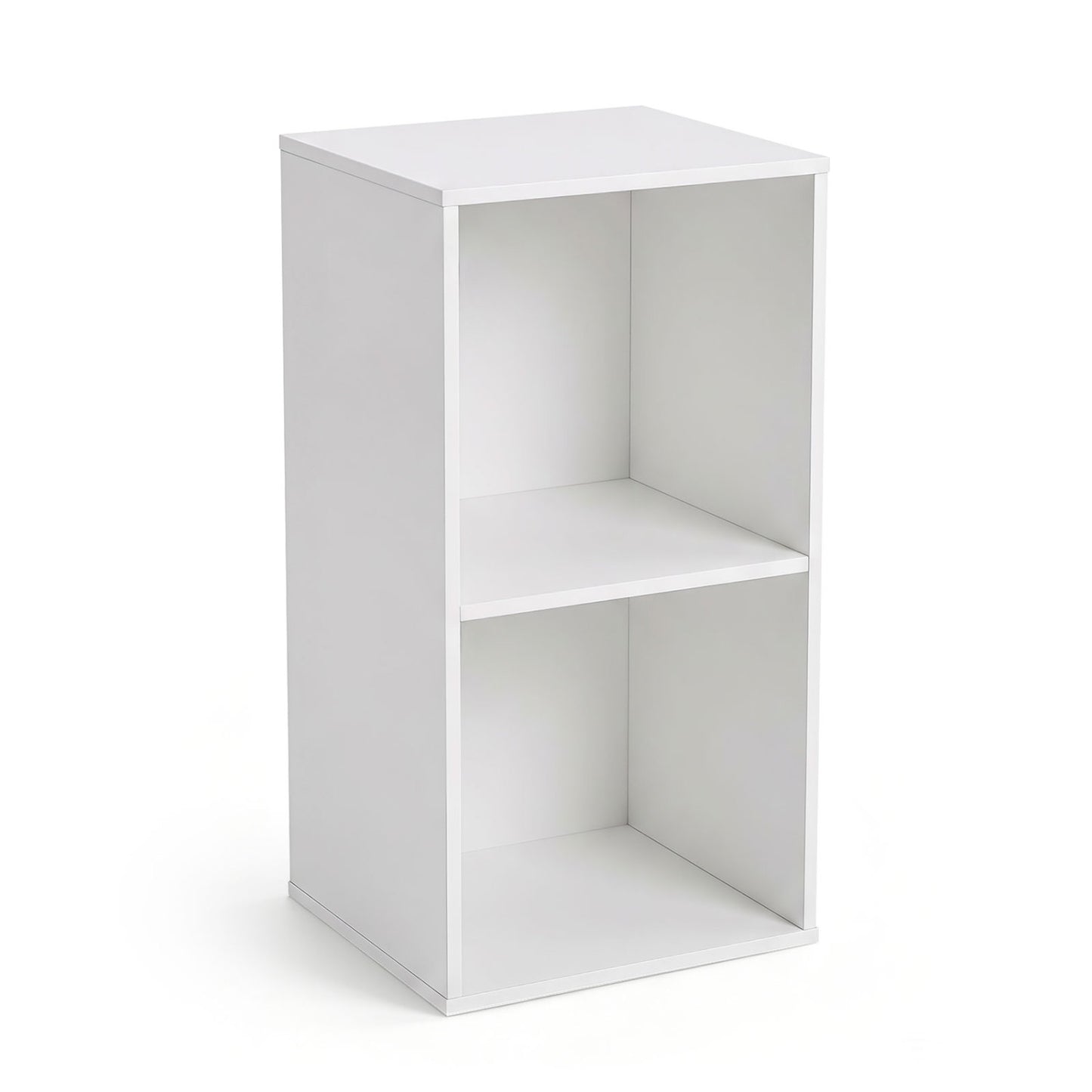 2-Cube Vertical or Horizontal Freestanding Bookshelf with 2 Compartments and 2 Anti-tipping Kits for Home Office-White