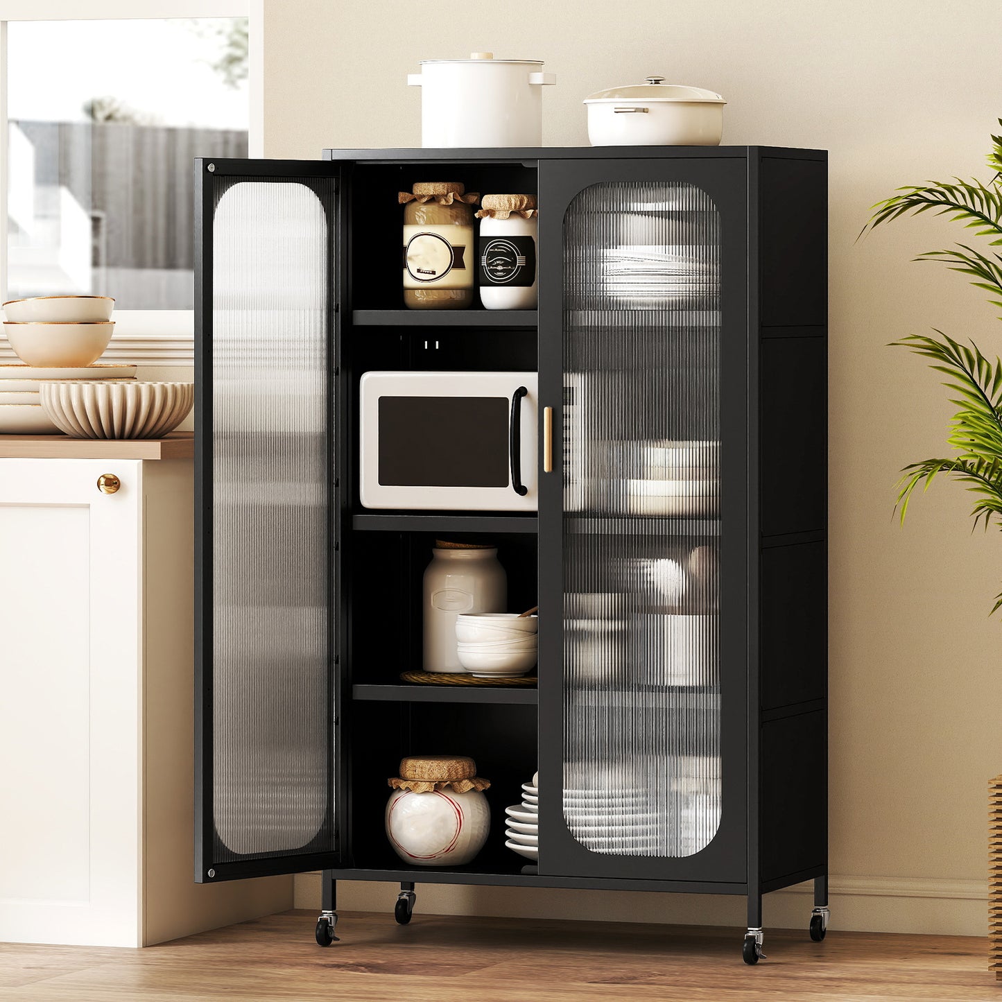 2-Door Metal Storage Cabinet 5-Tier with Adjustable Shelves-Black
