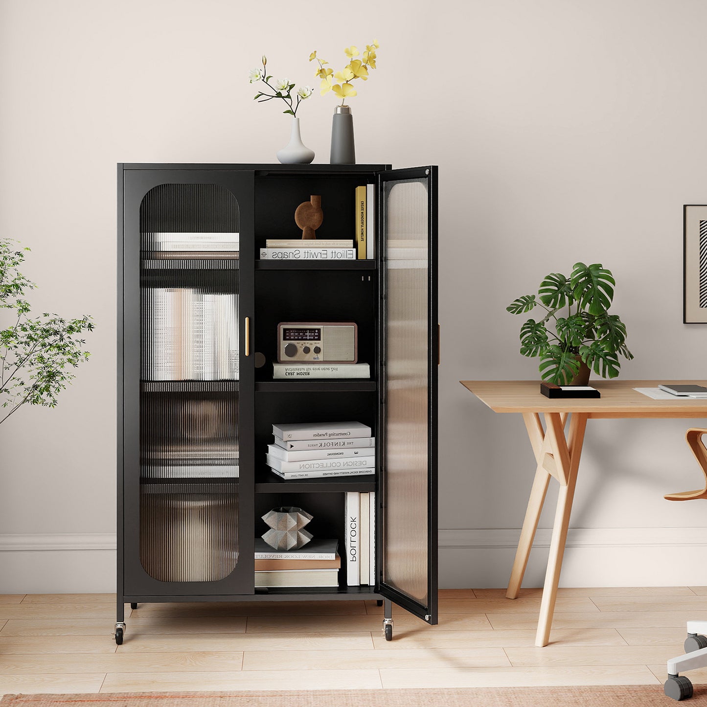 2-Door Metal Storage Cabinet 5-Tier with Adjustable Shelves-Black