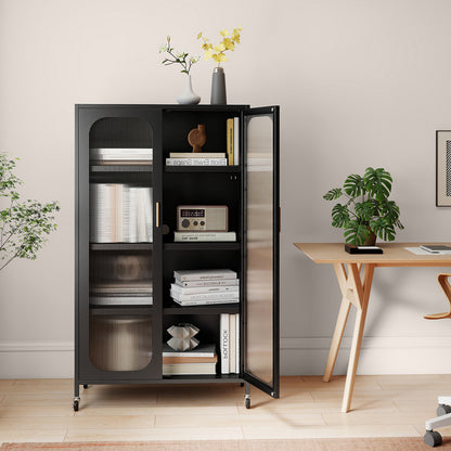 2-Door Metal Storage Cabinet 5-Tier with Adjustable Shelves-Black