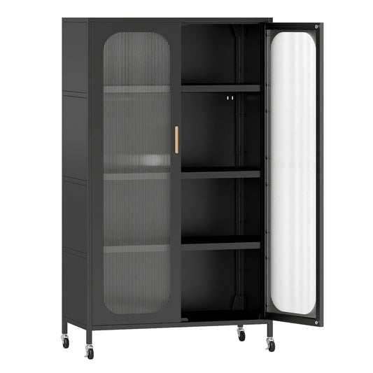 2-Door Metal Storage Cabinet 5-Tier with Adjustable Shelves-Black