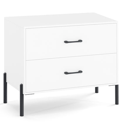 2-Drawer Dresser Modern Wooden Nightstand Set of 2-White