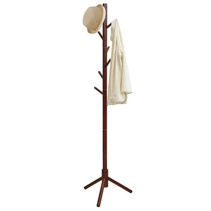 2 Heights Wooden Coat Rack with 8 Hooks-Gray