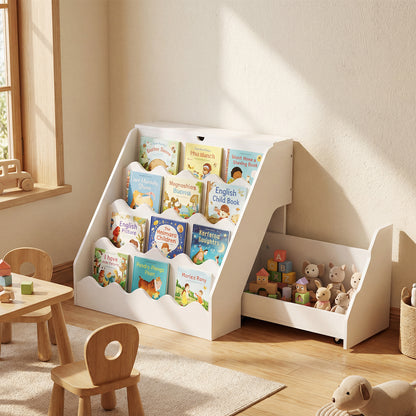 2-In-1 Kids Bookshelf & Toy Storage Organizer-Natural