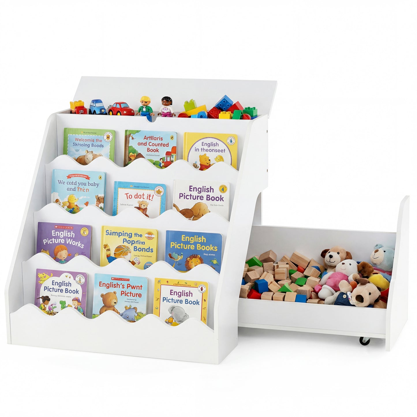 2-In-1 Kids Bookshelf & Toy Storage Organizer-Natural
