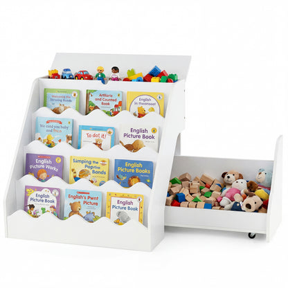 2-In-1 Kids Bookshelf & Toy Storage Organizer-Natural