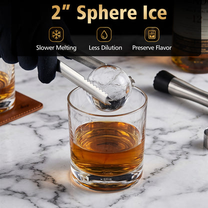 Black 2-inch ice ball maker by Direct Wilsons Home Store with self-cleaning and 8-hour timer for countertop use.