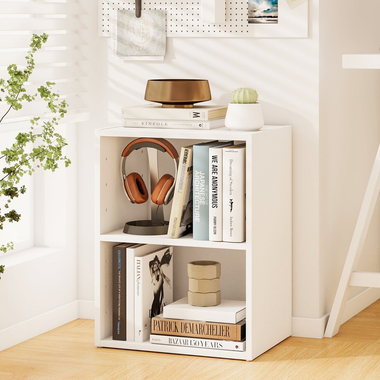 2-Layer Multifunctional Furniture Display Cabinet with Large Capacity Storage Space-Black