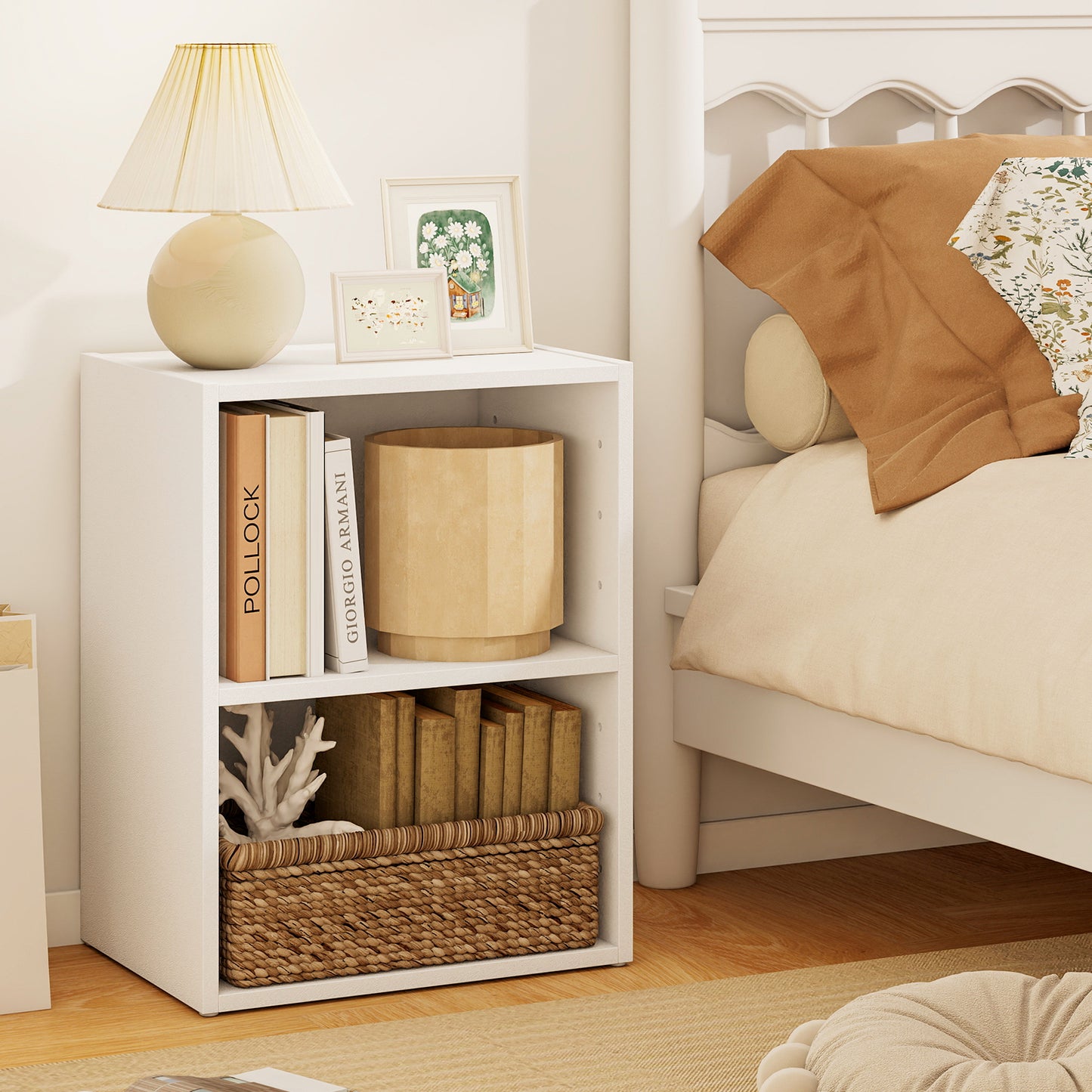2-Layer Multifunctional Furniture Display Cabinet with Large Capacity Storage Space-Black
