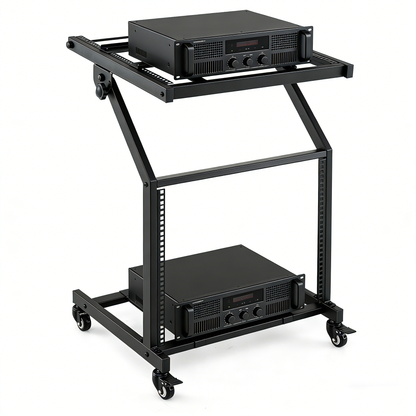 2 Layer Professional Audio Rack Mount with Adjustable Crossbars