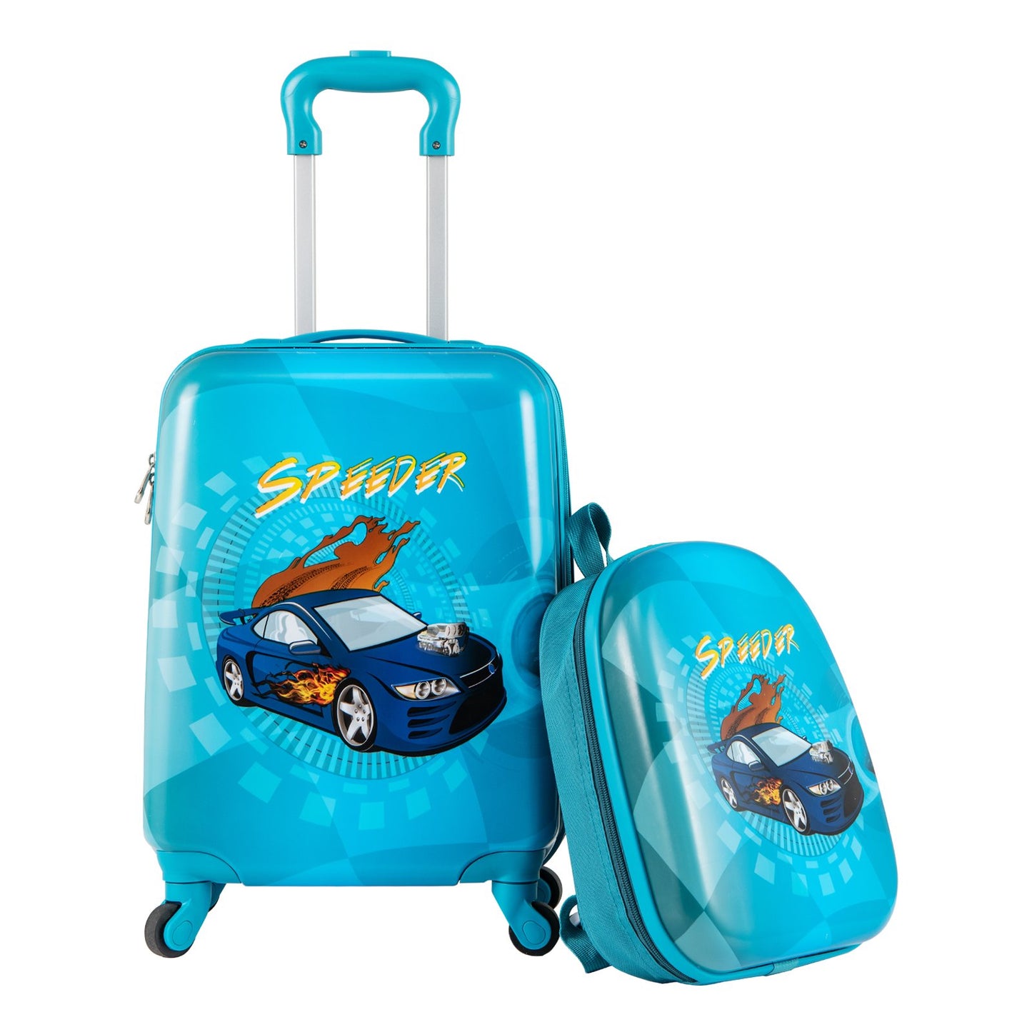 2 PCS Kid Luggage Set With Spinner Wheels for Children Boys Girls-Blue