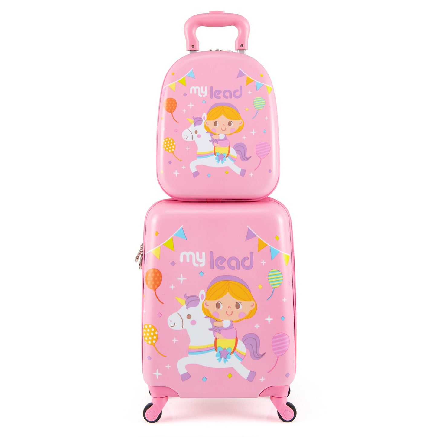 2 PCS Kid Luggage Set With Spinner Wheels for Children Boys Girls-Blue