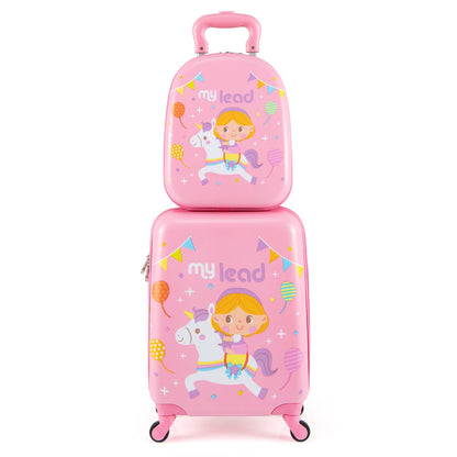 2 PCS Kid Luggage Set With Spinner Wheels for Children Boys Girls-Blue