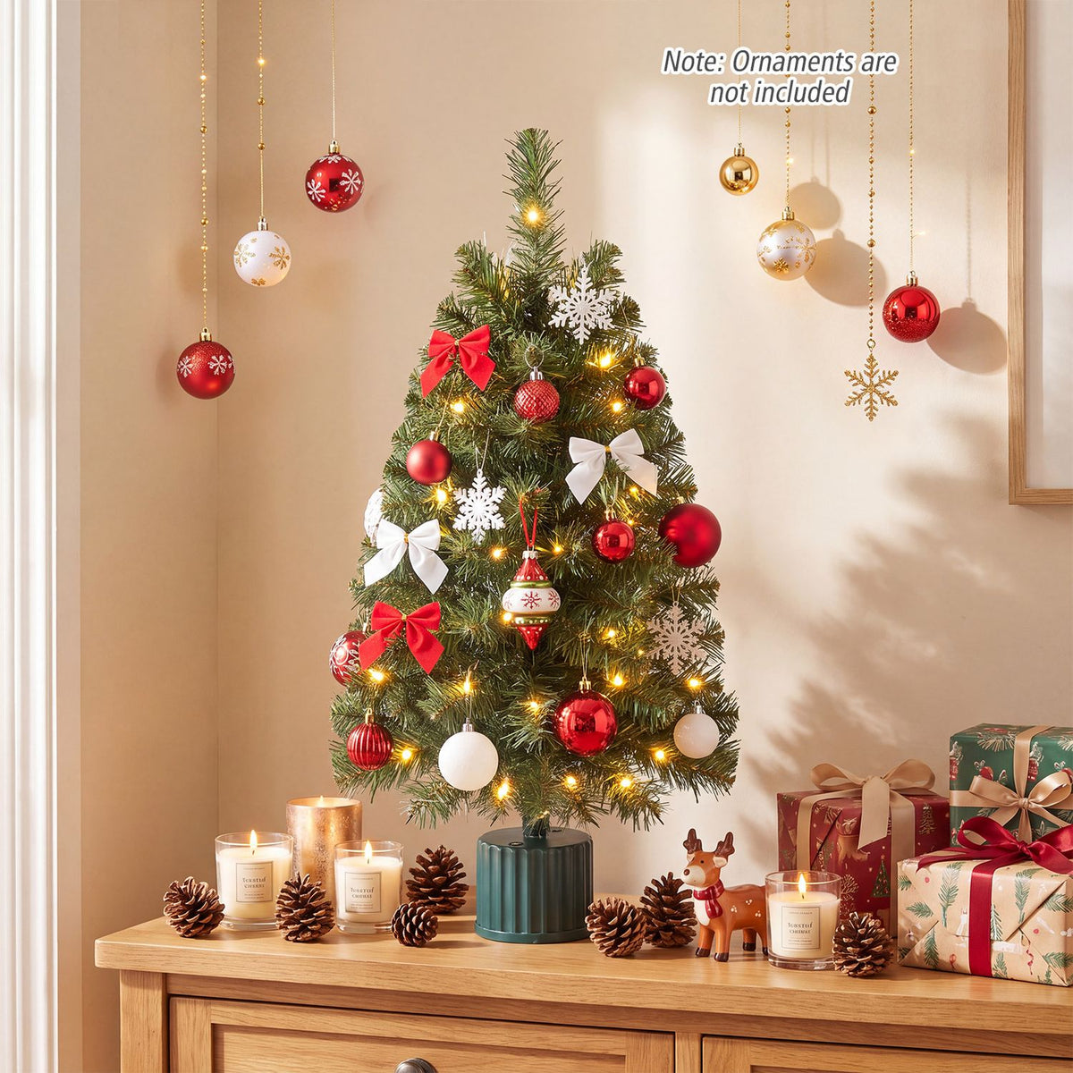 2 Pack 24" Pre-Lit Tabletop Christmas Tree with Rotating Musical Base