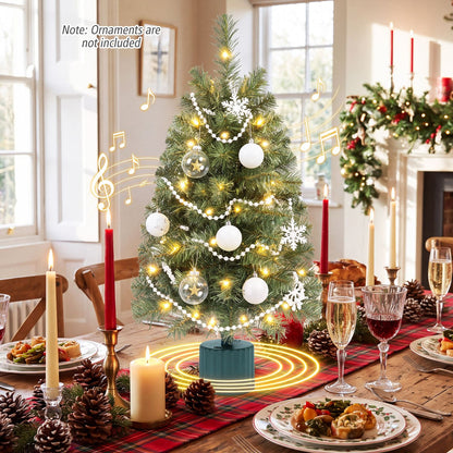 2 Pack 24" Pre-Lit Tabletop Christmas Tree with Rotating Musical Base
