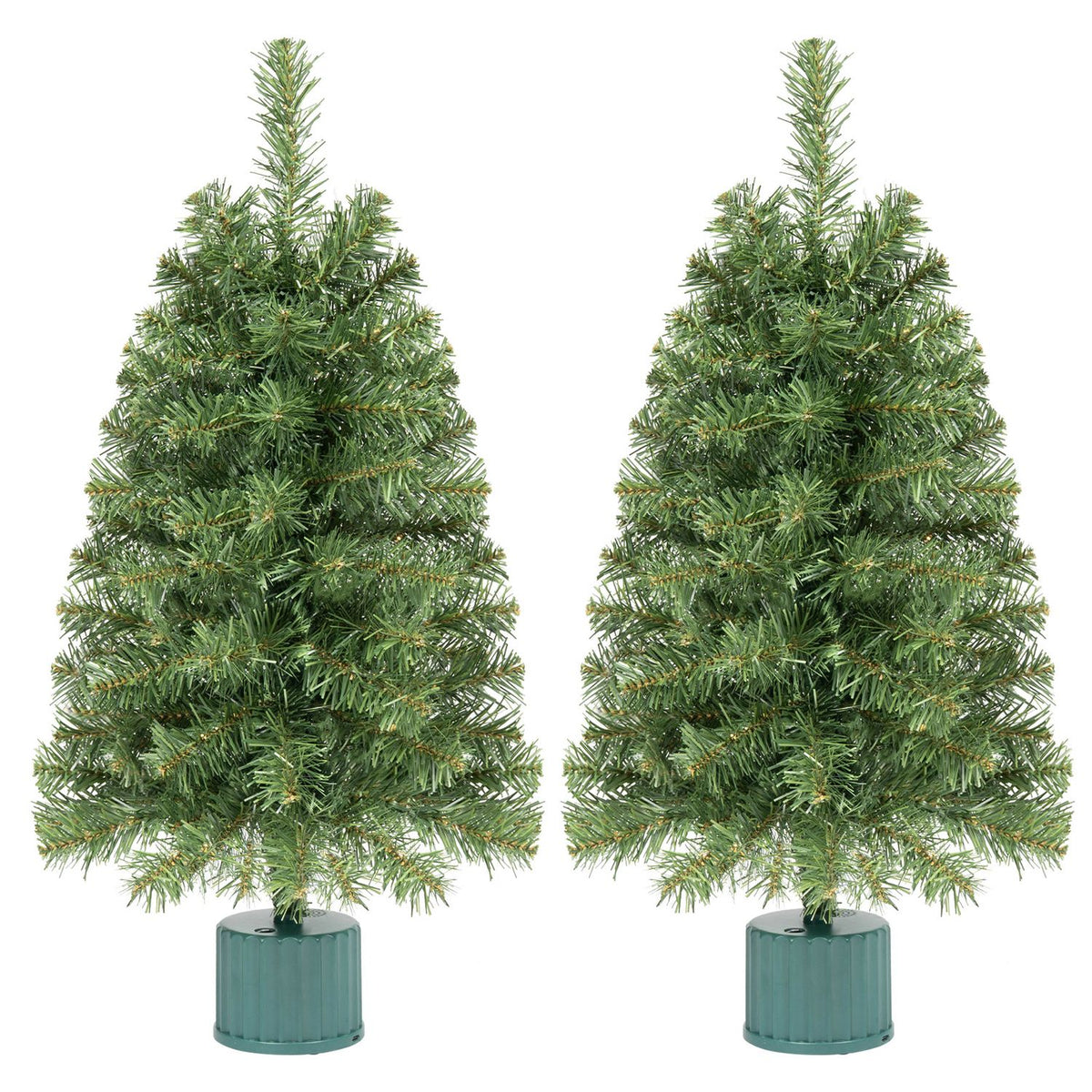 2 Pack 24" Pre-Lit Tabletop Christmas Tree with Rotating Musical Base