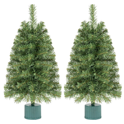 2 Pack 24" Pre-Lit Tabletop Christmas Tree with Rotating Musical Base