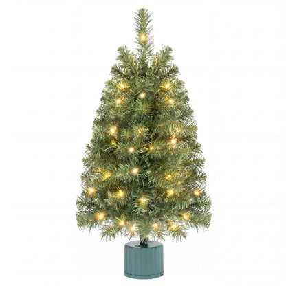 2 Pack 24" Pre-Lit Tabletop Christmas Tree with Rotating Musical Base